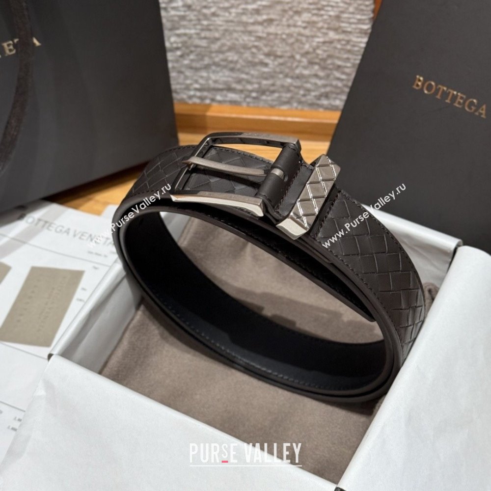 Bottega Veneta Intreccio Loop Belt BV111404 Chocolate/Silver 2025 (YANG-25111404)