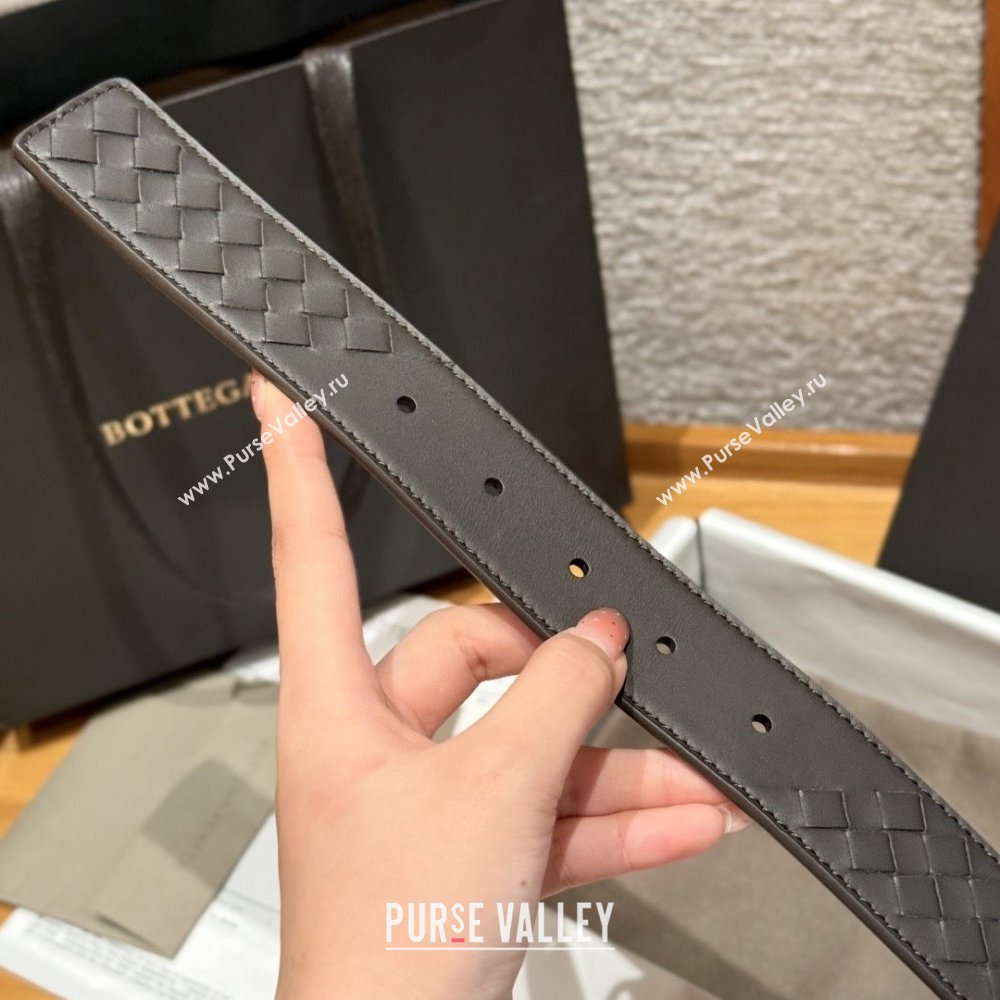 Bottega Veneta Intreccio Loop Belt BV111404 Chocolate/Silver 2025 (YANG-25111404)
