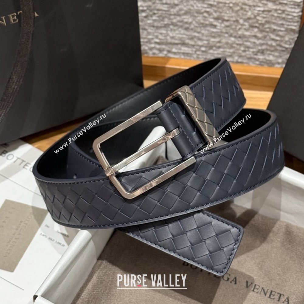 Bottega Veneta Intreccio Loop Belt BV111405 Blue/Silver 2025 (YANG-25111405)
