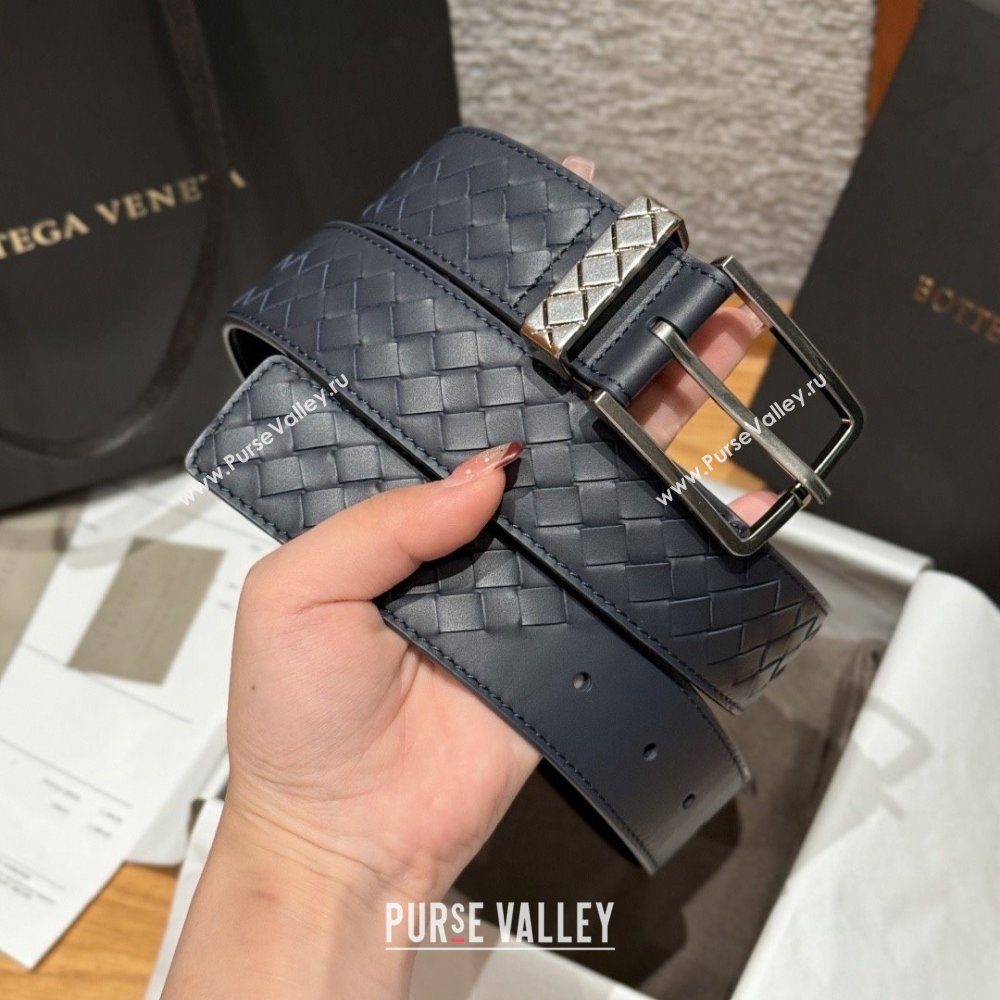Bottega Veneta Intreccio Loop Belt BV111405 Blue/Silver 2025 (YANG-25111405)