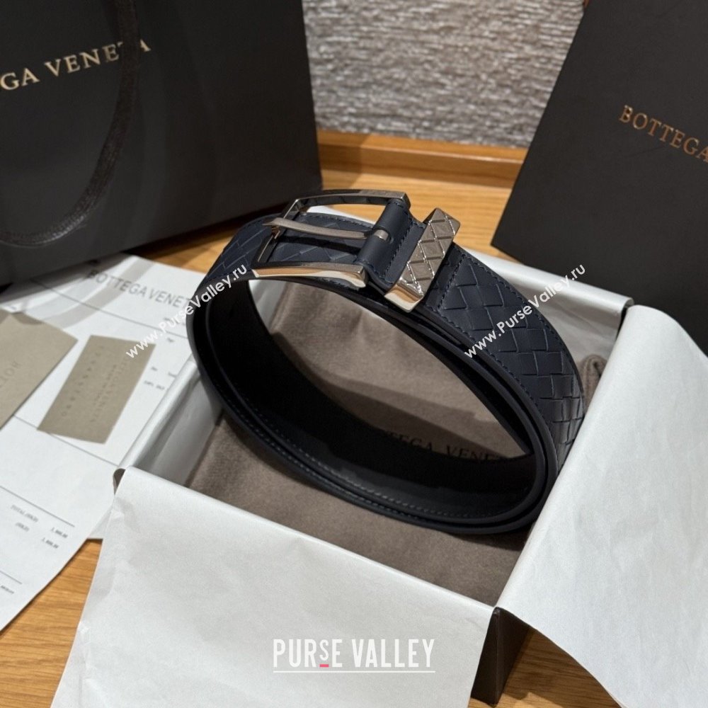 Bottega Veneta Intreccio Loop Belt BV111405 Blue/Silver 2025 (YANG-25111405)