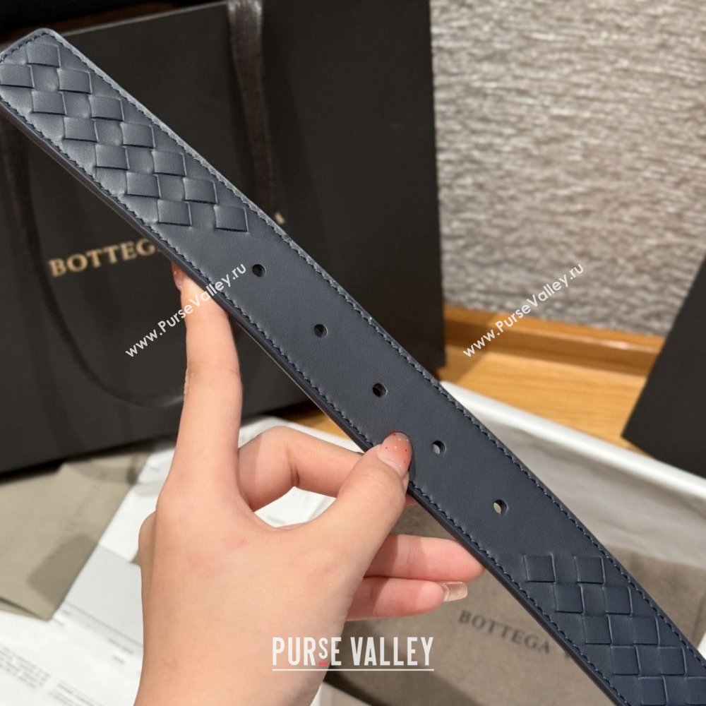Bottega Veneta Intreccio Loop Belt BV111405 Blue/Silver 2025 (YANG-25111405)