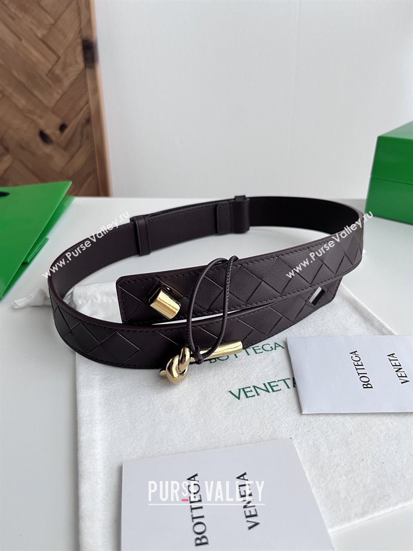 Bottega Veneta Andiamo Belt in Intreccio Leather BV111714 Fondant Brown 2025 (YANG-25111714)