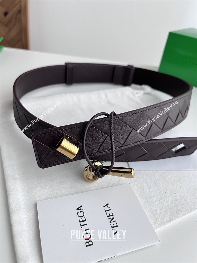 Bottega Veneta Andiamo Belt in Intreccio Leather BV111714 Fondant Brown 2025 (YANG-25111714)