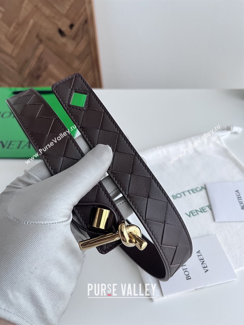 Bottega Veneta Andiamo Belt in Intreccio Leather BV111714 Fondant Brown 2025 (YANG-25111714)