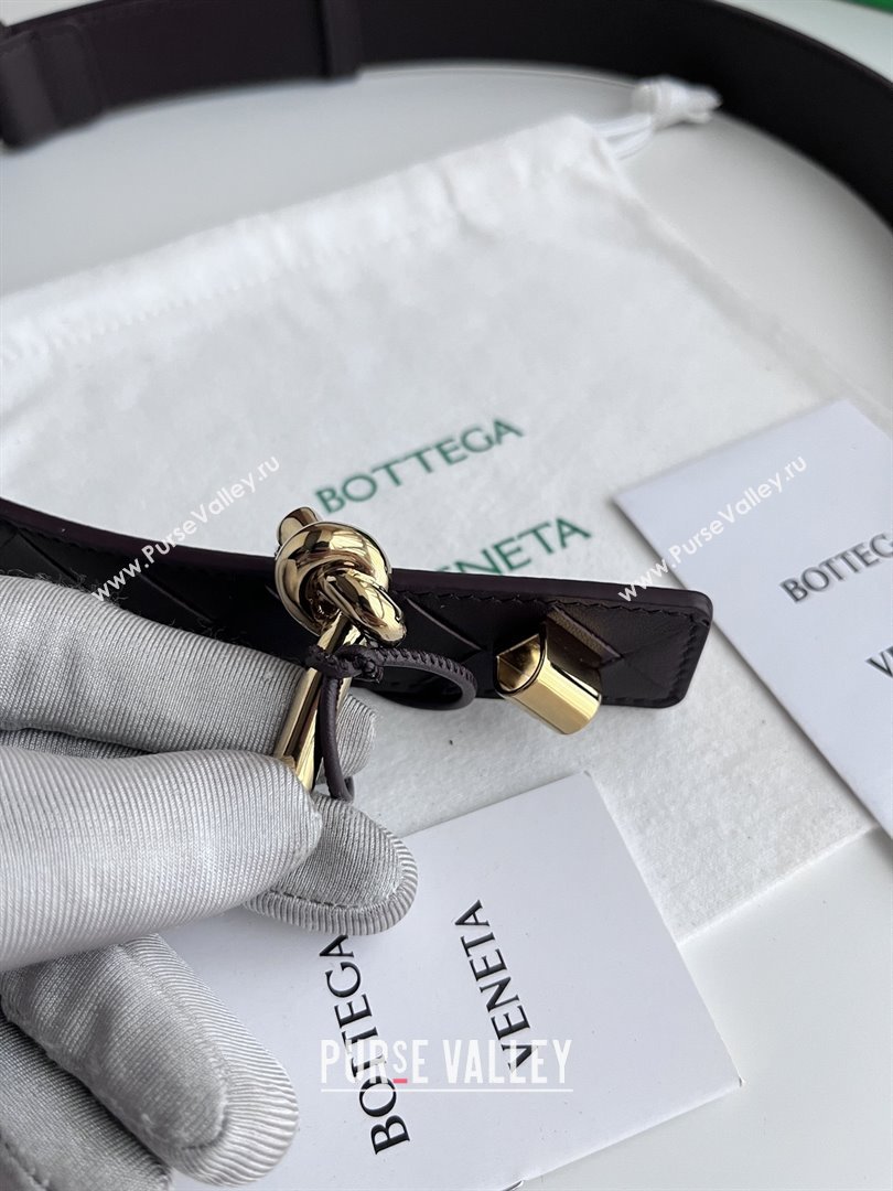 Bottega Veneta Andiamo Belt in Intreccio Leather BV111714 Fondant Brown 2025 (YANG-25111714)