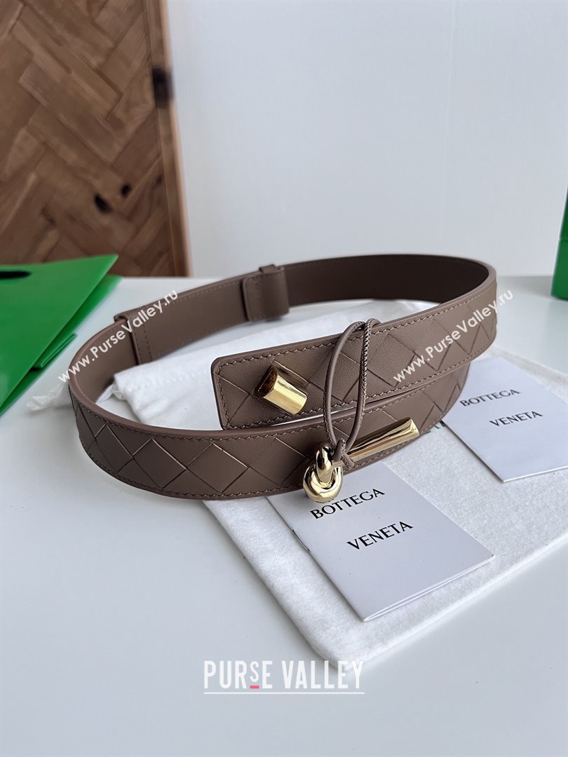 Bottega Veneta Andiamo Belt in Intreccio Leather BV111716 Brown 2025 (YANG-25111716)