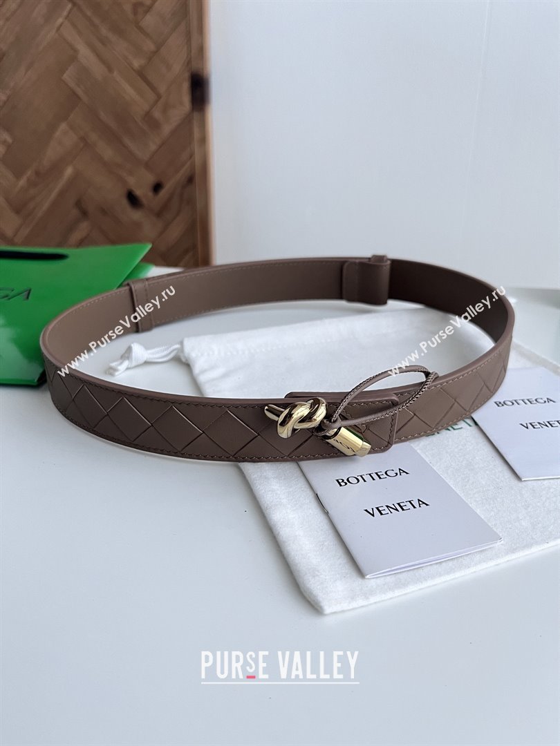 Bottega Veneta Andiamo Belt in Intreccio Leather BV111716 Brown 2025 (YANG-25111716)
