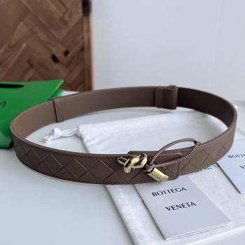 Bottega Veneta Andiamo Belt in Intreccio Leather BV111716 Brown 2025 (YANG-25111716)