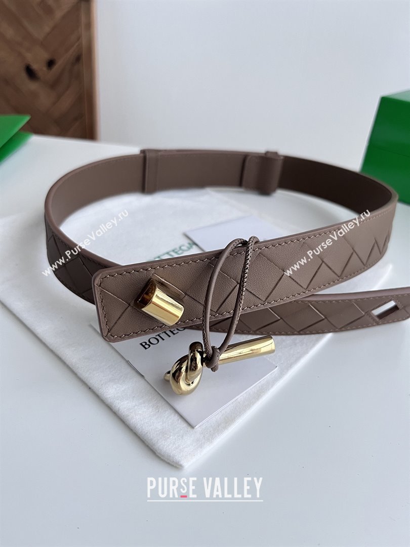 Bottega Veneta Andiamo Belt in Intreccio Leather BV111716 Brown 2025 (YANG-25111716)