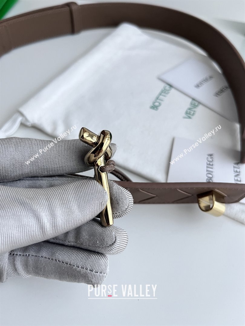 Bottega Veneta Andiamo Belt in Intreccio Leather BV111716 Brown 2025 (YANG-25111716)