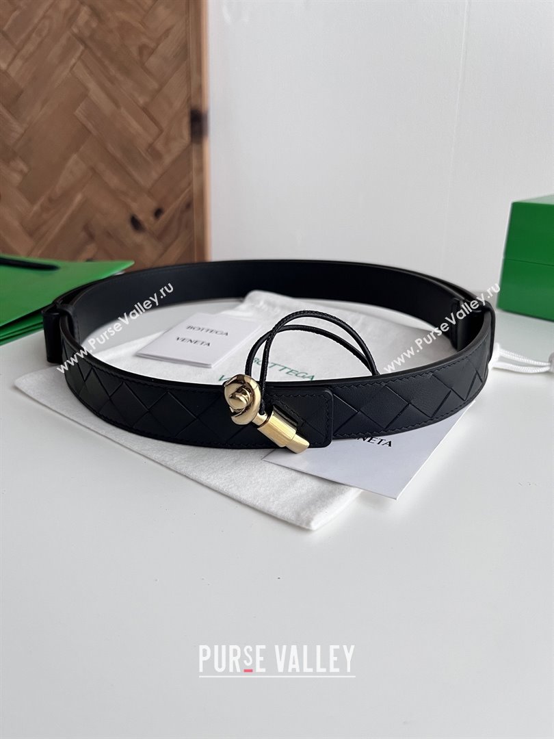 Bottega Veneta Andiamo Belt in Intreccio Leather BV111718 Black 2025 (YANG-25111718)