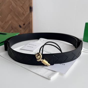 Bottega Veneta Andiamo Belt in Intreccio Leather BV111718 Black 2025 (YANG-25111718)