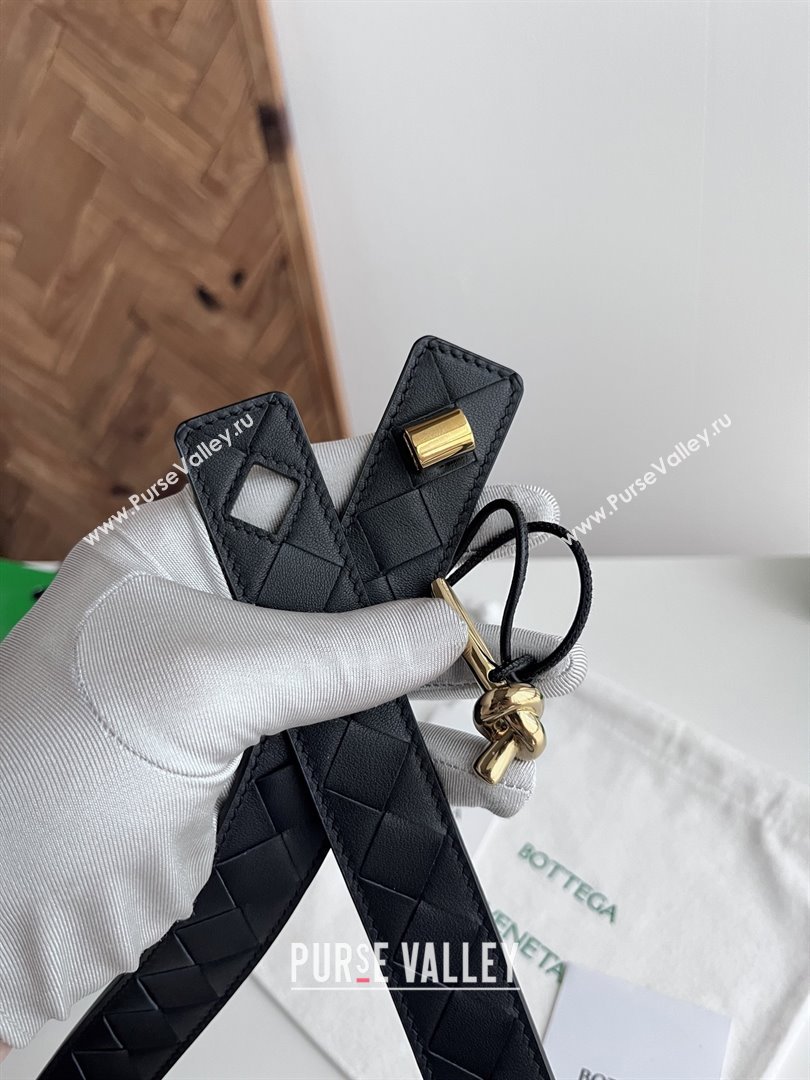Bottega Veneta Andiamo Belt in Intreccio Leather BV111718 Black 2025 (YANG-25111718)