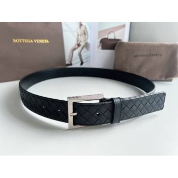 Bottega Veneta Intreccio Loop Belt 3.5cm BV111701 Black/Silver 2025 (YANG-25111701)