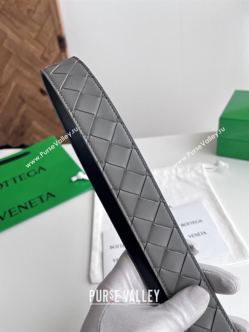 Bottega Veneta Intreccio Loop Belt 3.5cm BV111719 Grey 2025 (YANG-25111719)
