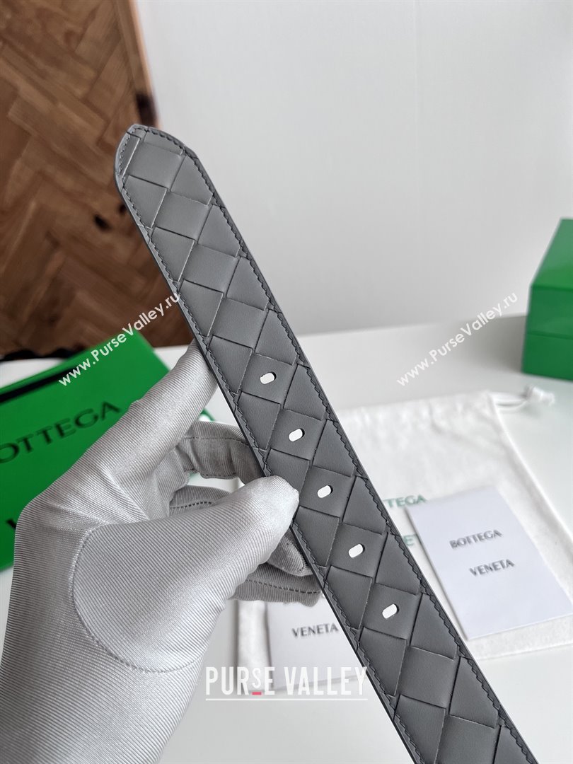 Bottega Veneta Intreccio Loop Belt 3.5cm BV111719 Grey 2025 (YANG-25111719)