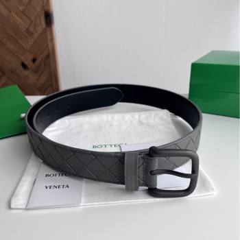Bottega Veneta Intreccio Loop Belt 3.5cm BV111720 Grey/Black 2025 (YANG-25111720)
