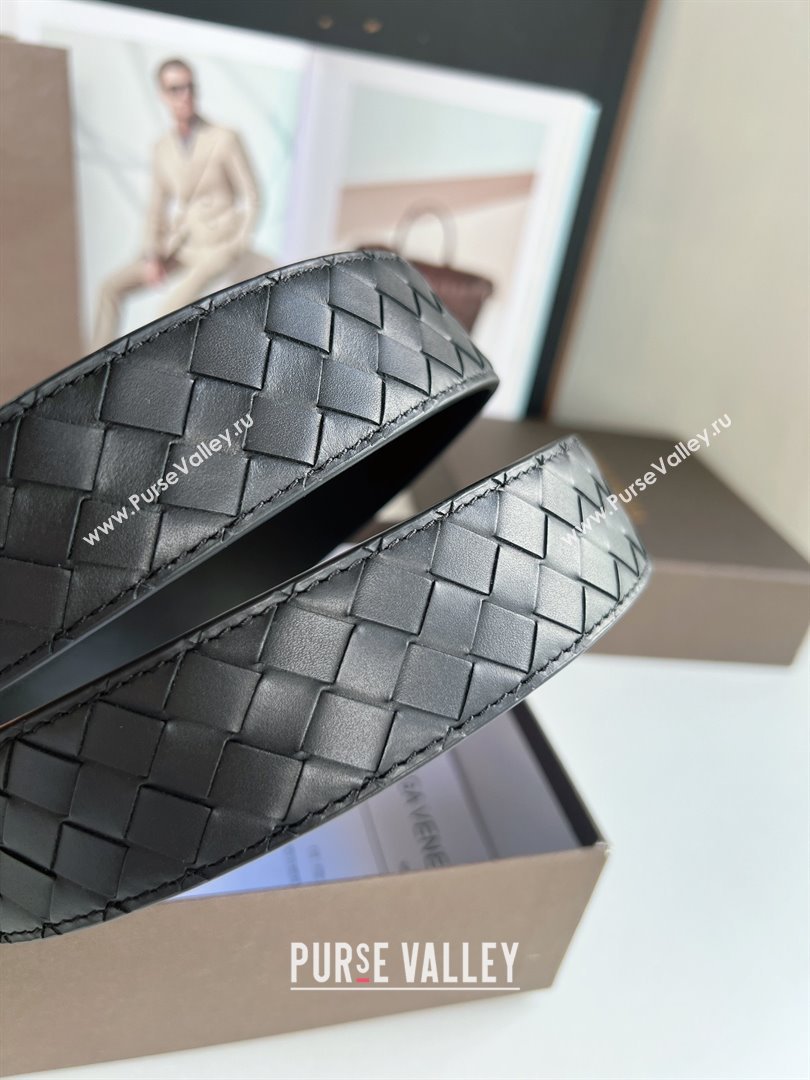 Bottega Veneta Intreccio Loop Belt 3.5cm BV111703 Black/Black 2025 (YANG-25111703)