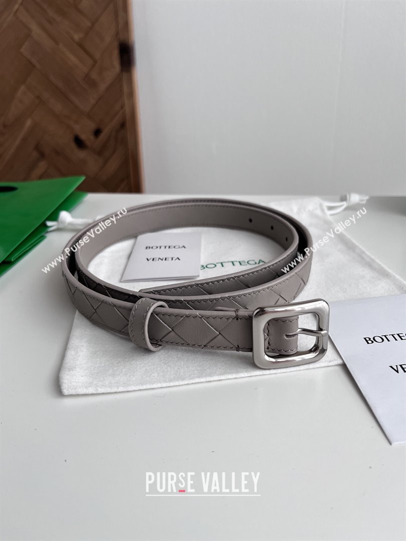 Bottega Veneta Womens Contour Belt 2cm BV111704 Grey/Silver 2025 (YANG-25111704)