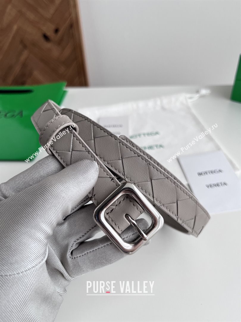 Bottega Veneta Womens Contour Belt 2cm BV111704 Grey/Silver 2025 (YANG-25111704)