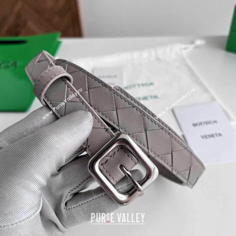 Bottega Veneta Womens Contour Belt 2cm BV111704 Grey/Silver 2025 (YANG-25111704)