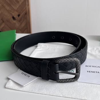 Bottega Veneta Intreccio Loop Belt 3.5cm BV111725 Black 2025 (YANG-25111725)