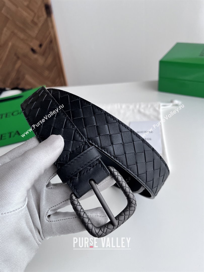 Bottega Veneta Intreccio Loop Belt 3.5cm BV111725 Black 2025 (YANG-25111725)