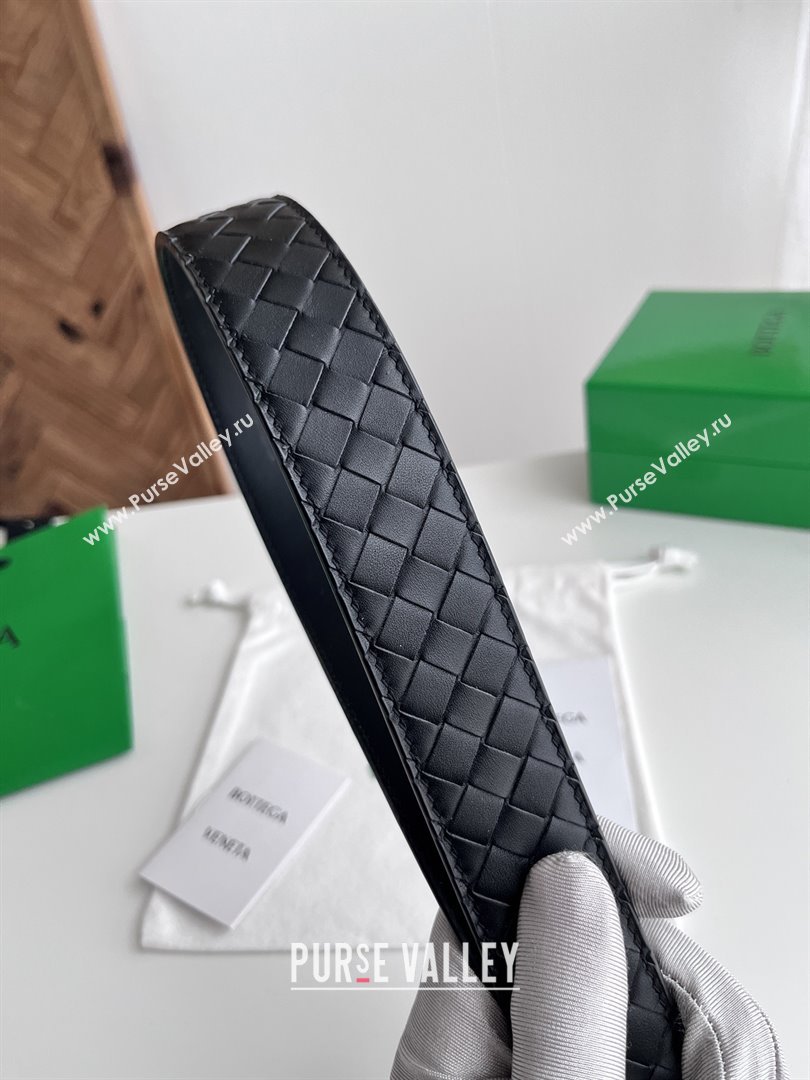 Bottega Veneta Intreccio Loop Belt 3.5cm BV111725 Black 2025 (YANG-25111725)