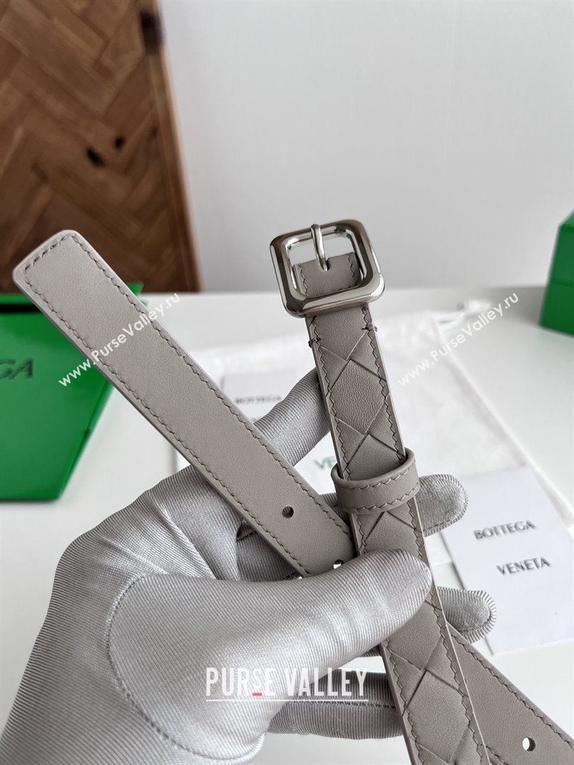 Bottega Veneta Womens Contour Belt 2cm BV111704 Grey/Silver 2025 (YANG-25111704)