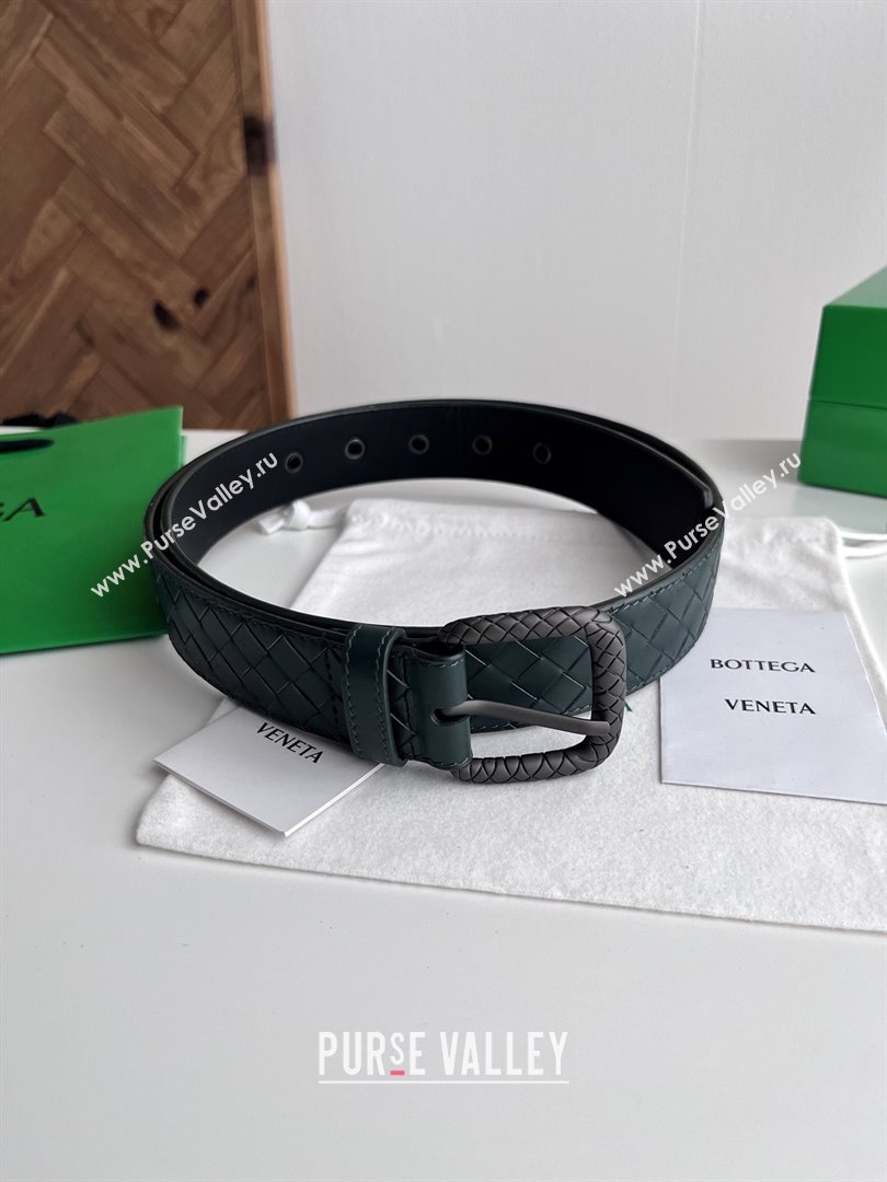 Bottega Veneta Intreccio Loop Belt 3.5cm BV111726 Green 2025 (YANG-25111726)