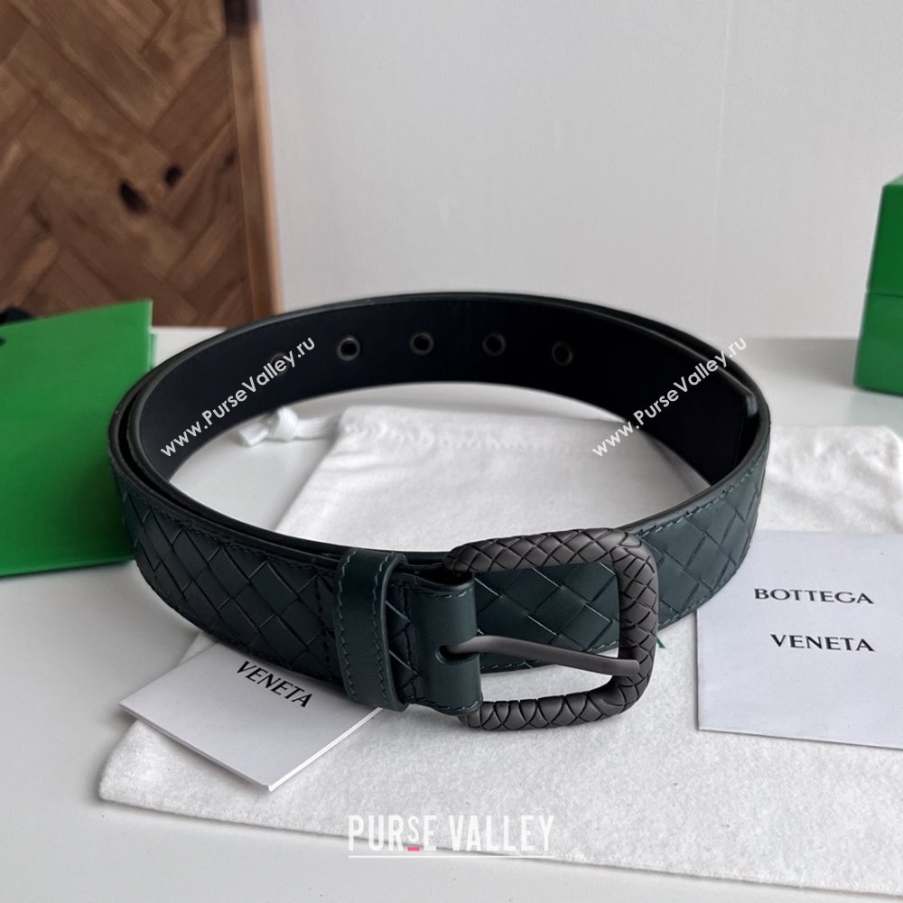 Bottega Veneta Intreccio Loop Belt 3.5cm BV111726 Green 2025 (YANG-25111726)