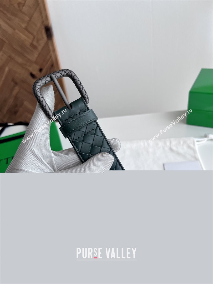 Bottega Veneta Intreccio Loop Belt 3.5cm BV111726 Green 2025 (YANG-25111726)