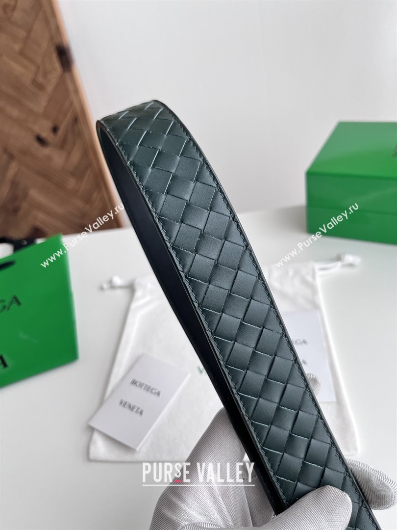 Bottega Veneta Intreccio Loop Belt 3.5cm BV111726 Green 2025 (YANG-25111726)