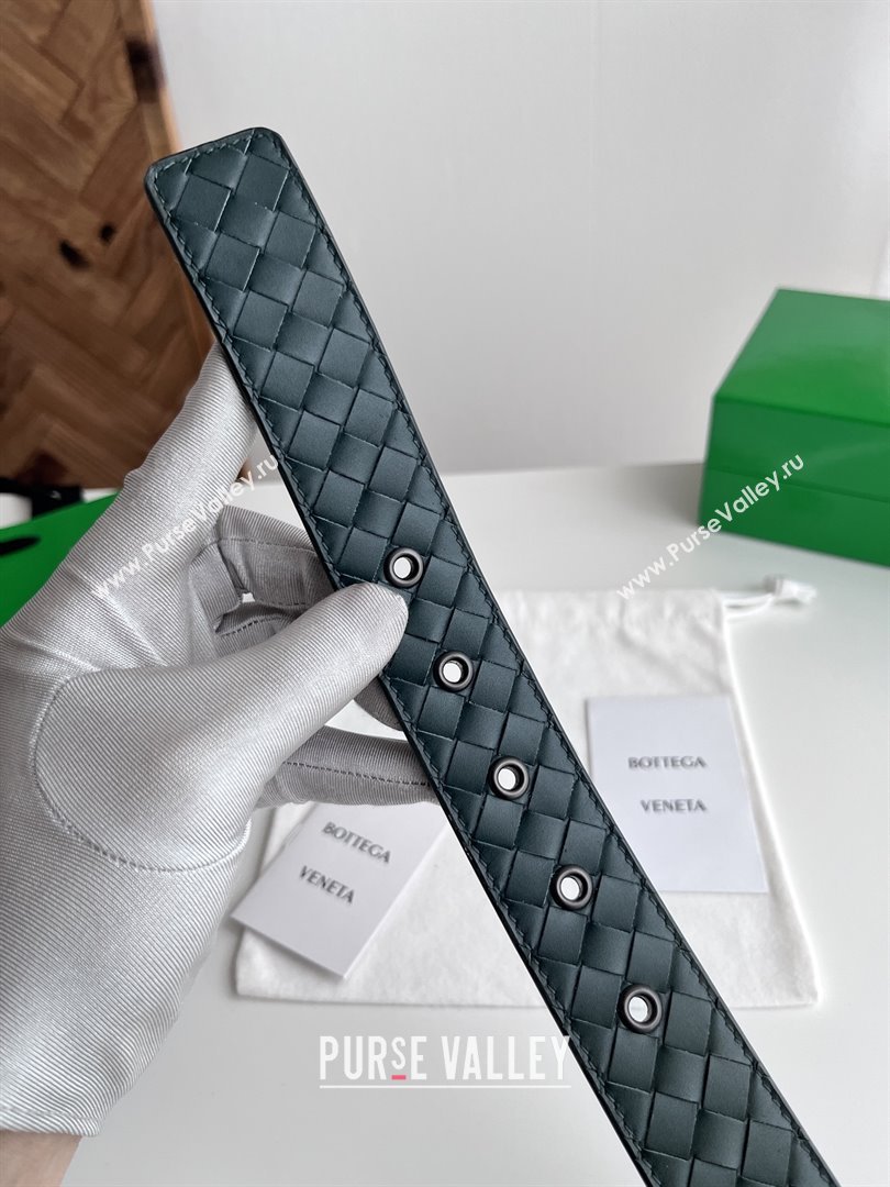 Bottega Veneta Intreccio Loop Belt 3.5cm BV111726 Green 2025 (YANG-25111726)