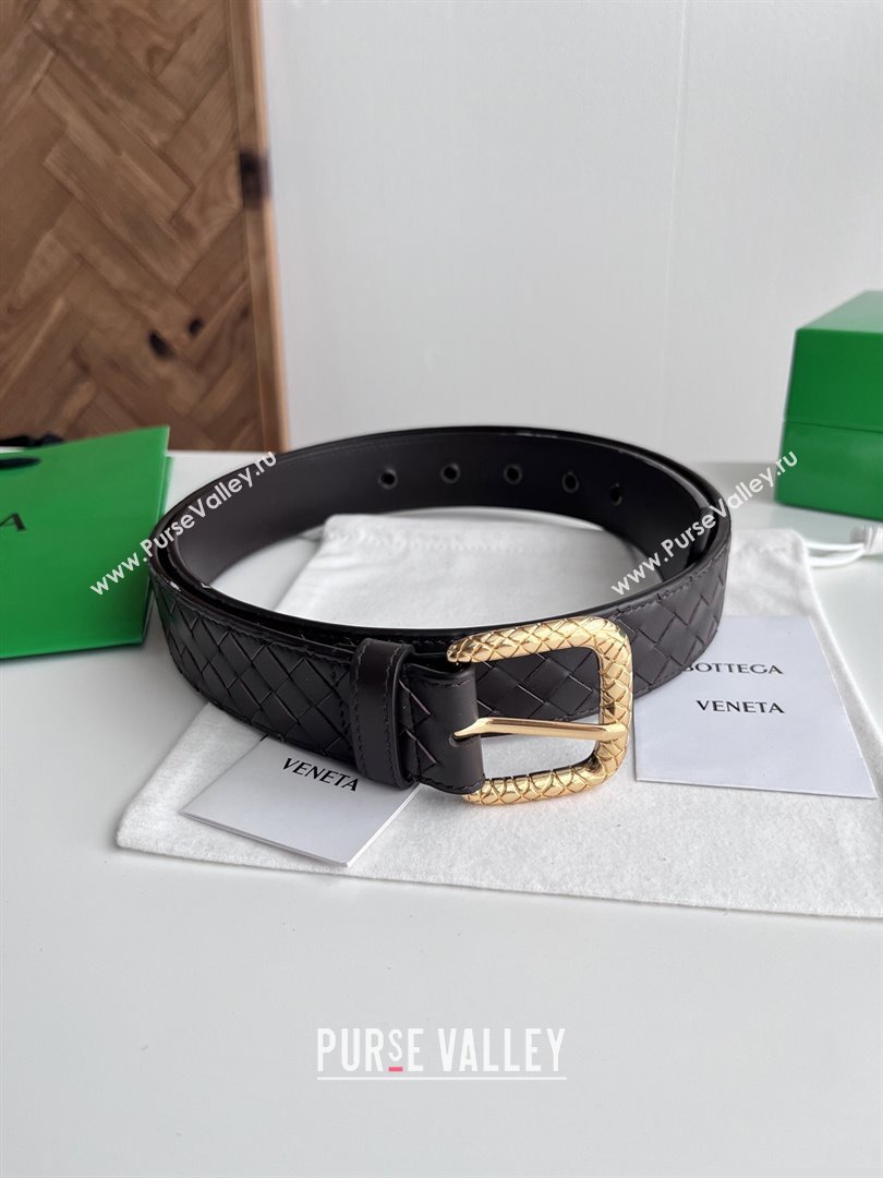 Bottega Veneta Intreccio Loop Belt 3.5cm BV111727 Fondant Brown 2025 (YANG-25111727)
