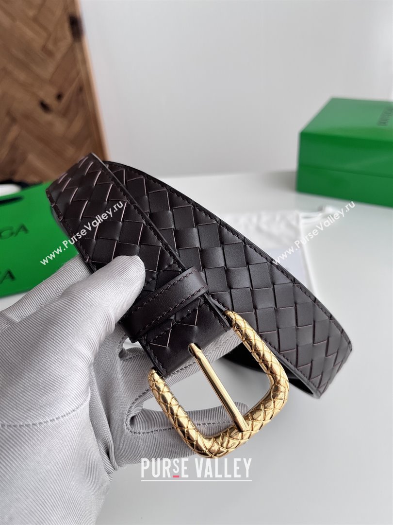 Bottega Veneta Intreccio Loop Belt 3.5cm BV111727 Fondant Brown 2025 (YANG-25111727)