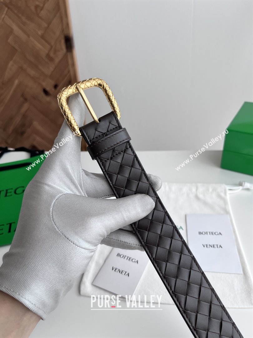 Bottega Veneta Intreccio Loop Belt 3.5cm BV111727 Fondant Brown 2025 (YANG-25111727)