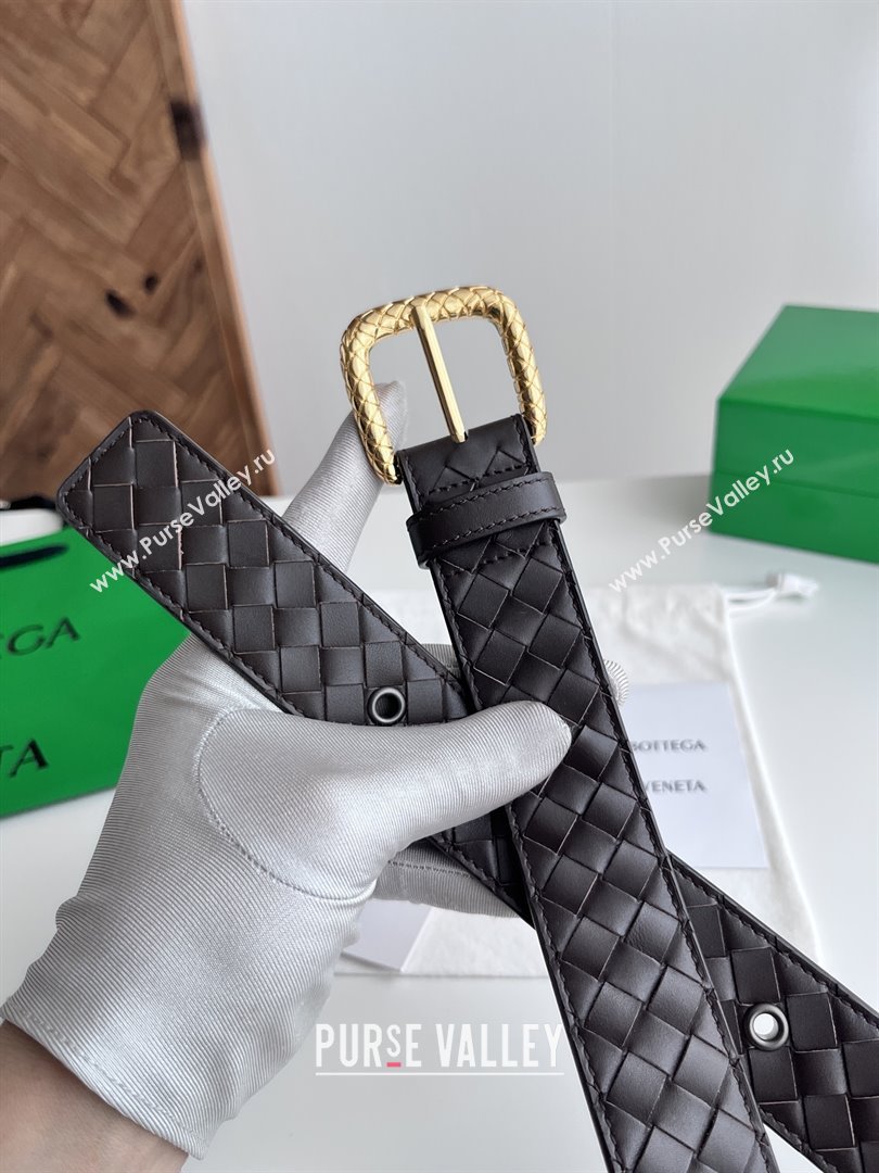Bottega Veneta Intreccio Loop Belt 3.5cm BV111727 Fondant Brown 2025 (YANG-25111727)
