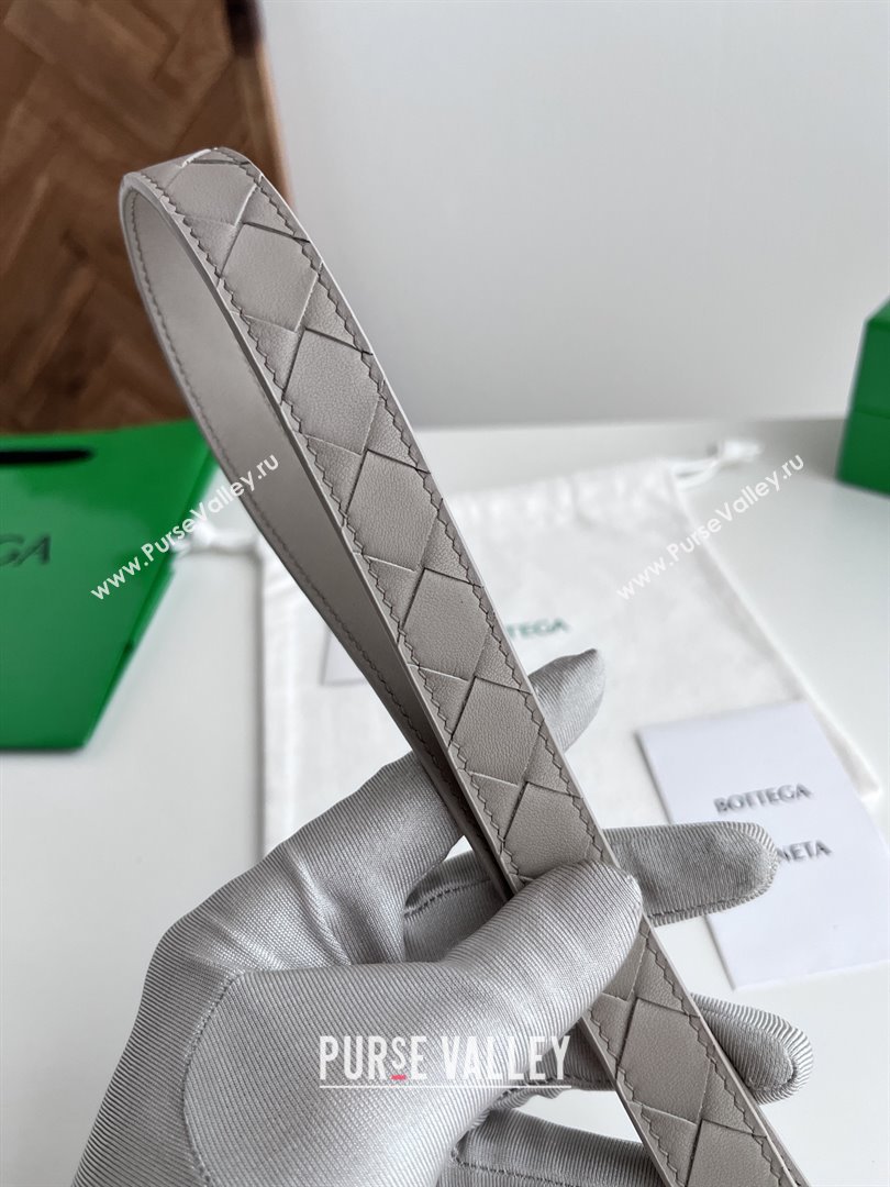 Bottega Veneta Womens Contour Belt 2cm BV111704 Grey/Silver 2025 (YANG-25111704)