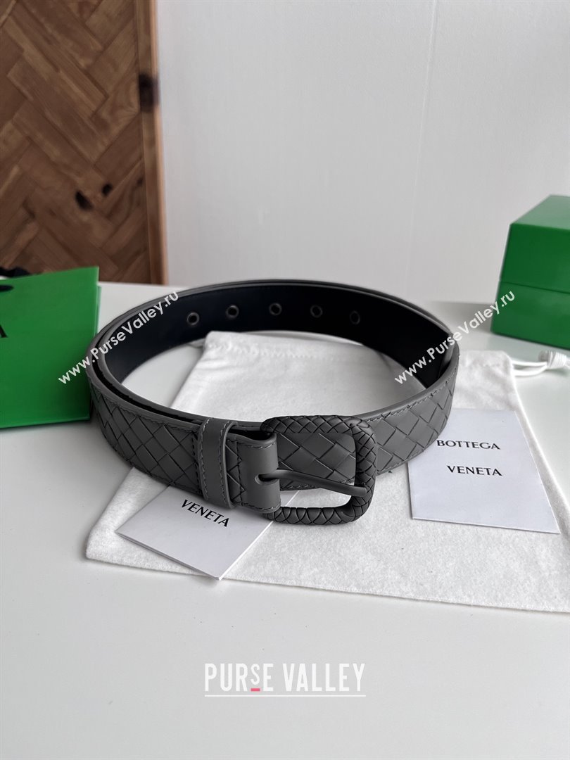 Bottega Veneta Intreccio Loop Belt 3.5cm BV111728 Grey 2025 (YANG-25111728)