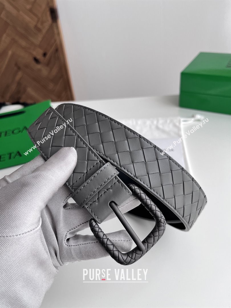 Bottega Veneta Intreccio Loop Belt 3.5cm BV111728 Grey 2025 (YANG-25111728)
