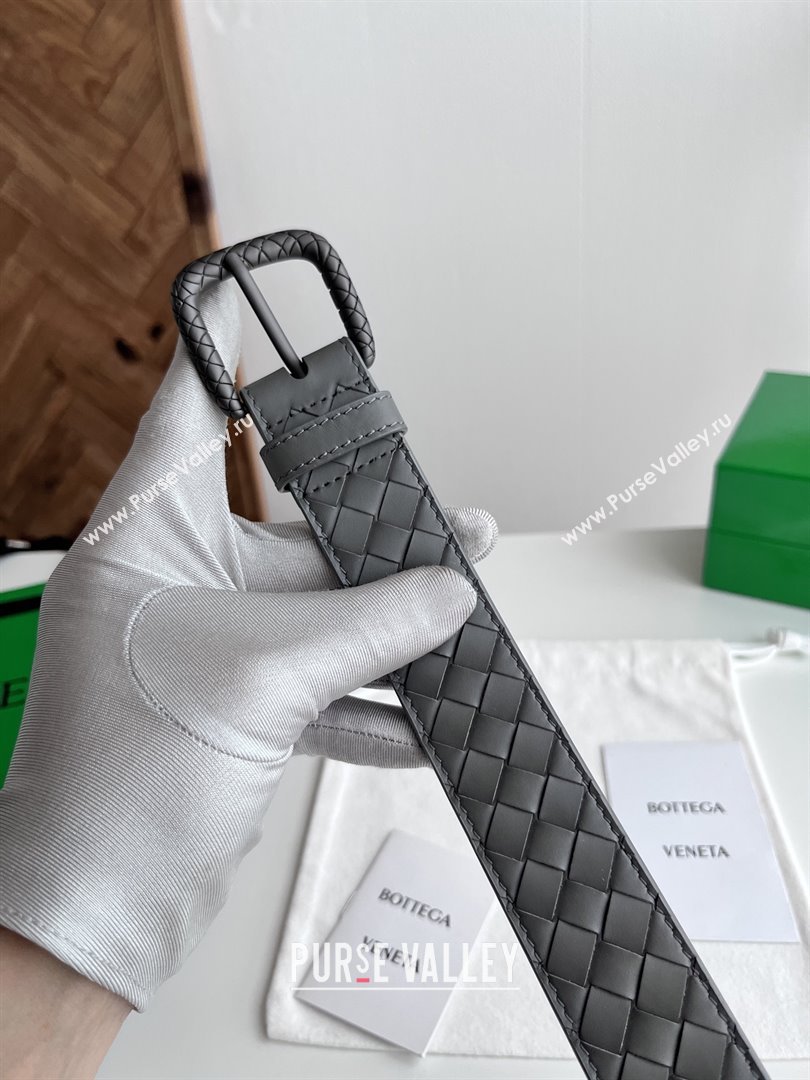 Bottega Veneta Intreccio Loop Belt 3.5cm BV111728 Grey 2025 (YANG-25111728)