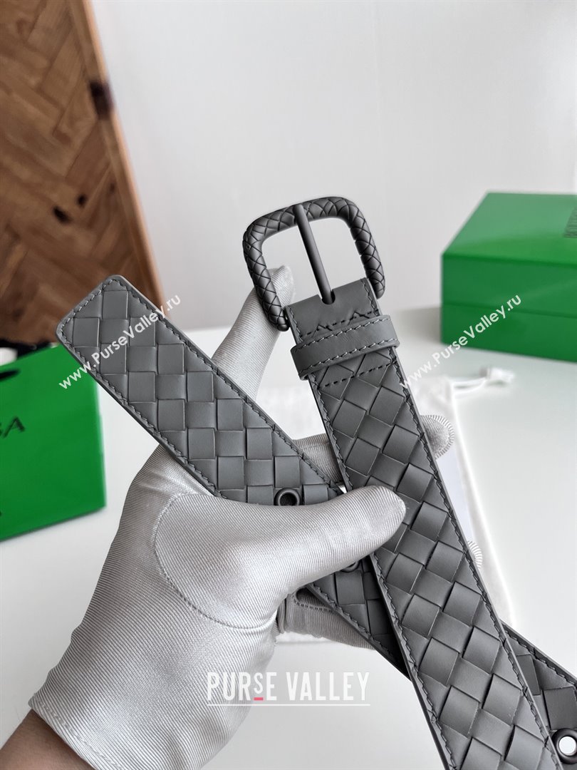 Bottega Veneta Intreccio Loop Belt 3.5cm BV111728 Grey 2025 (YANG-25111728)