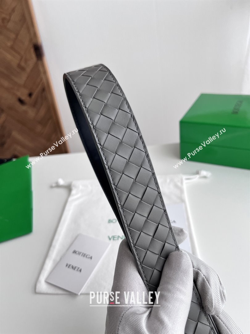 Bottega Veneta Intreccio Loop Belt 3.5cm BV111728 Grey 2025 (YANG-25111728)