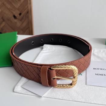Bottega Veneta Intreccio Loop Belt 3.5cm BV111729 Brown 2025 (YANG-25111729)
