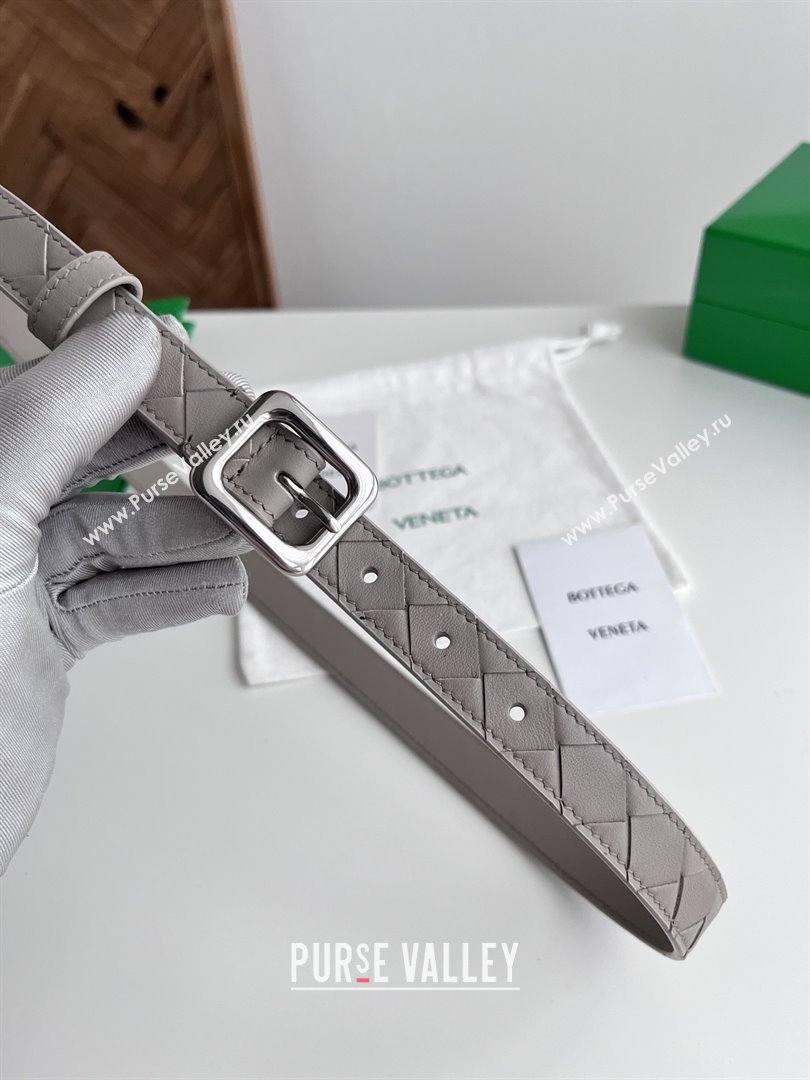 Bottega Veneta Womens Contour Belt 2cm BV111704 Grey/Silver 2025 (YANG-25111704)