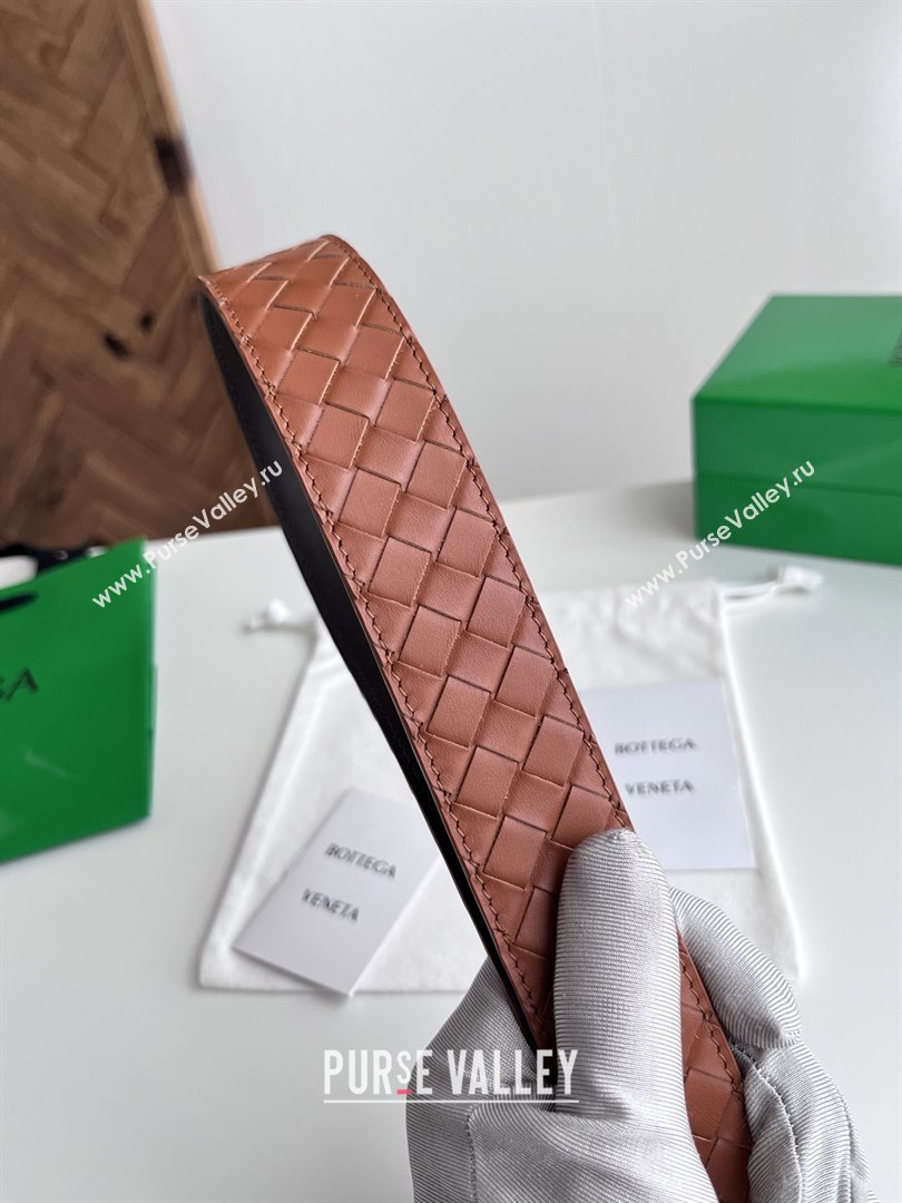 Bottega Veneta Intreccio Loop Belt 3.5cm BV111729 Brown 2025 (YANG-25111729)