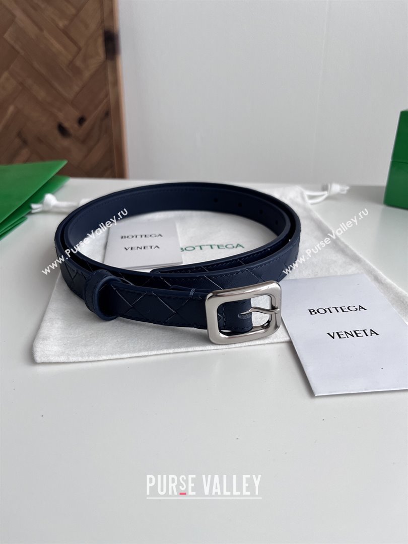 Bottega Veneta Womens Contour Belt 2cm BV111705 Blue/Silver 2025 (YANG-25111706)