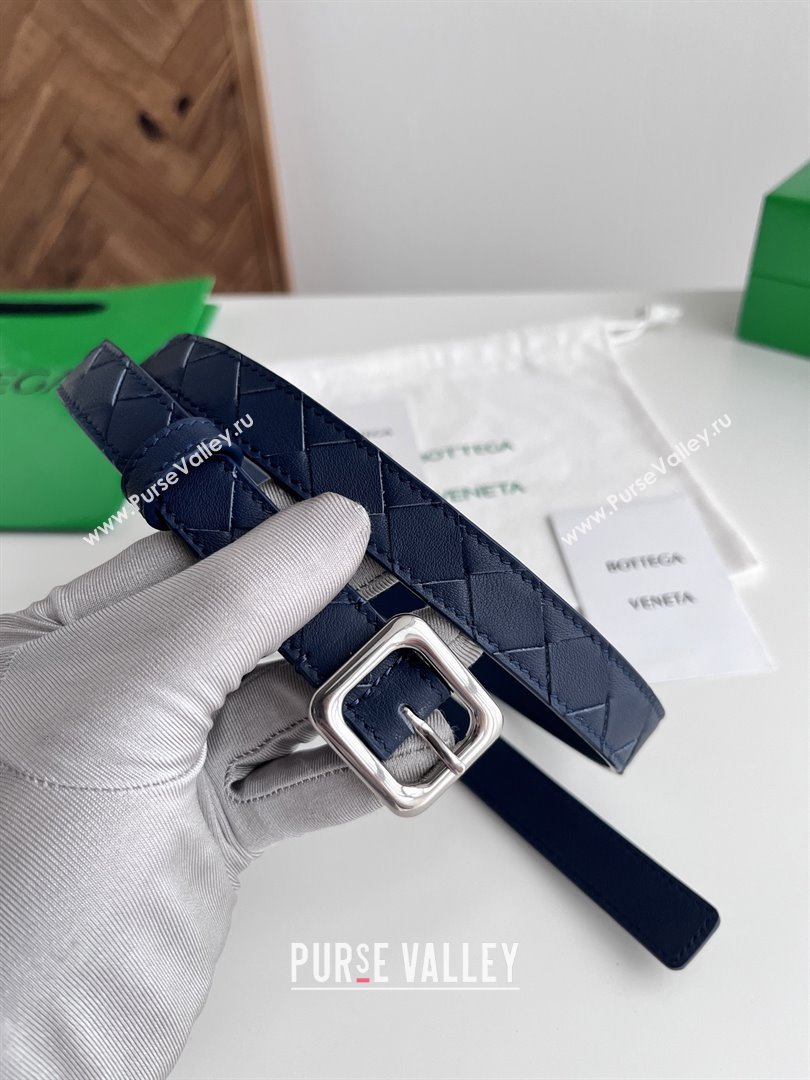 Bottega Veneta Womens Contour Belt 2cm BV111705 Blue/Silver 2025 (YANG-25111706)